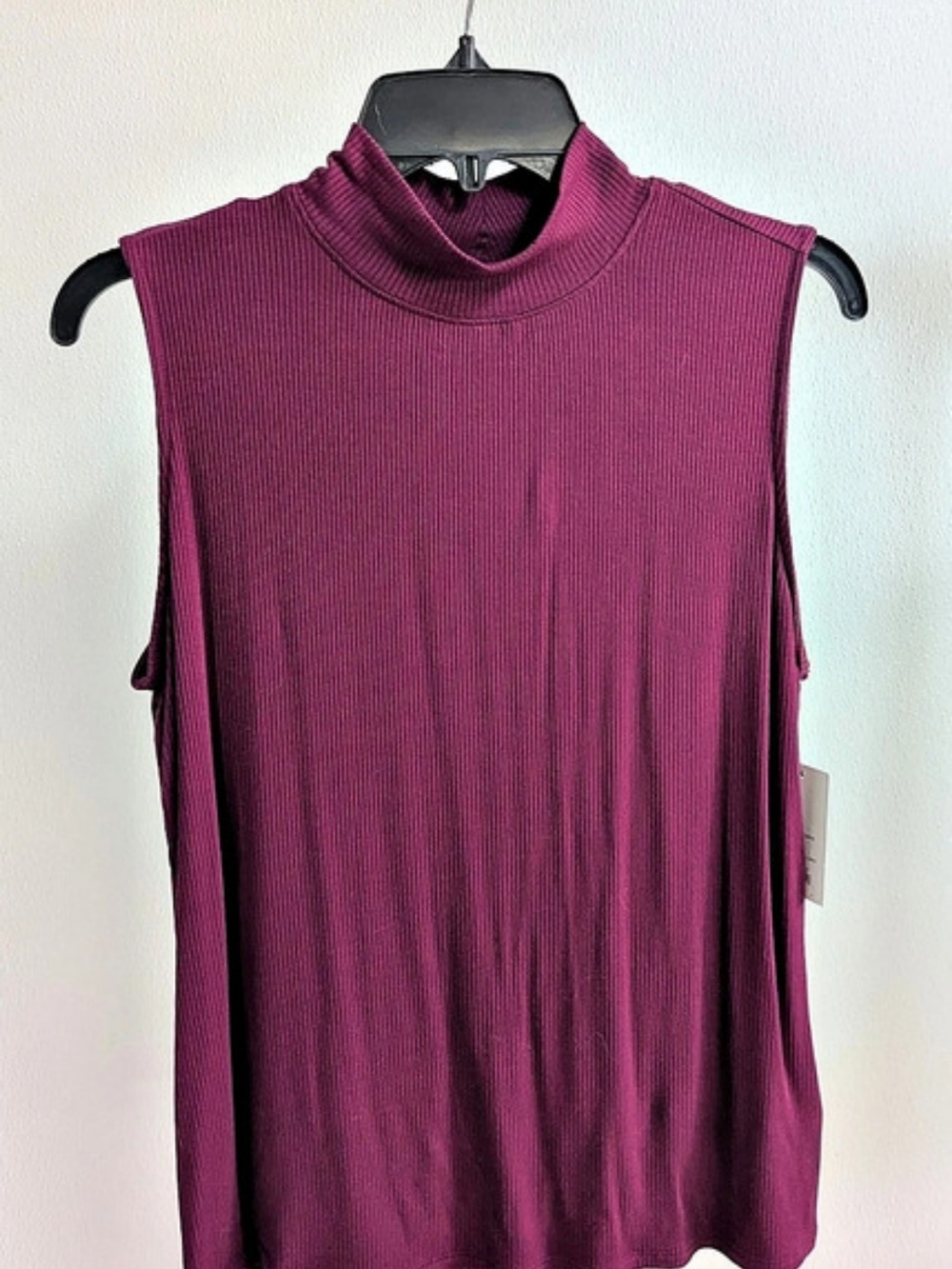Apt. 9 Ribbed Sleeveless Mock Neck Top Purple Size Large